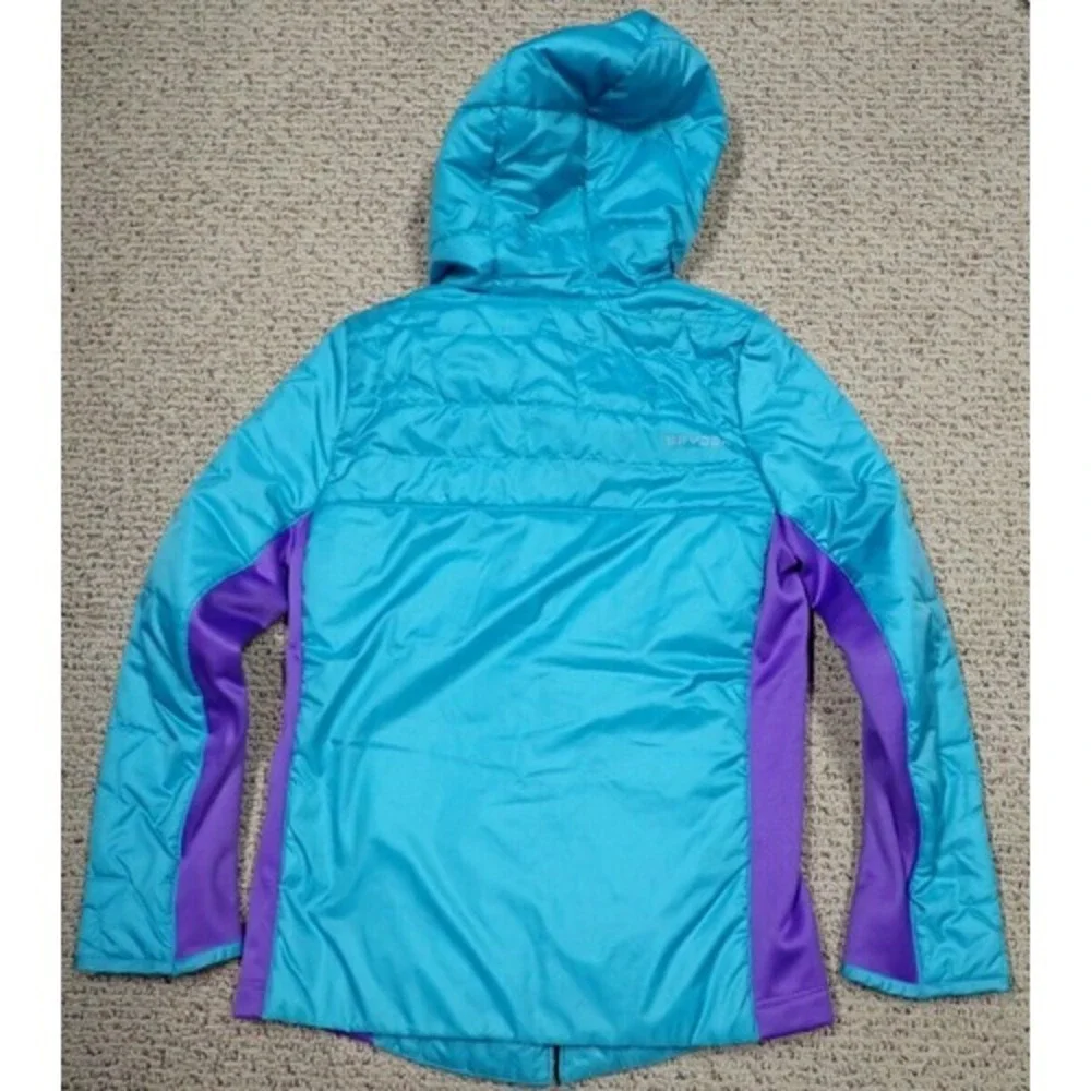 Spyder Puffer Jacket Girls Size M 10/12 Teal Purple Excellent‎ Hooded Insulated